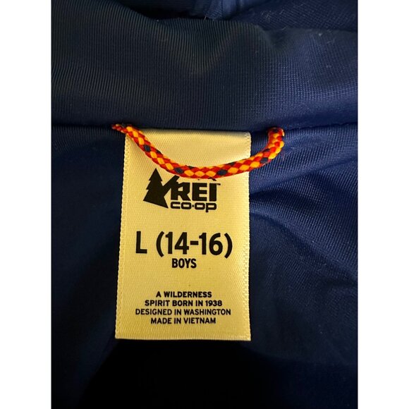 REI Co-op Boys L (14-16) Blue Hooded Rain Shell Jacket Lightweight Windbreaker 2 - Picture 5 of 7